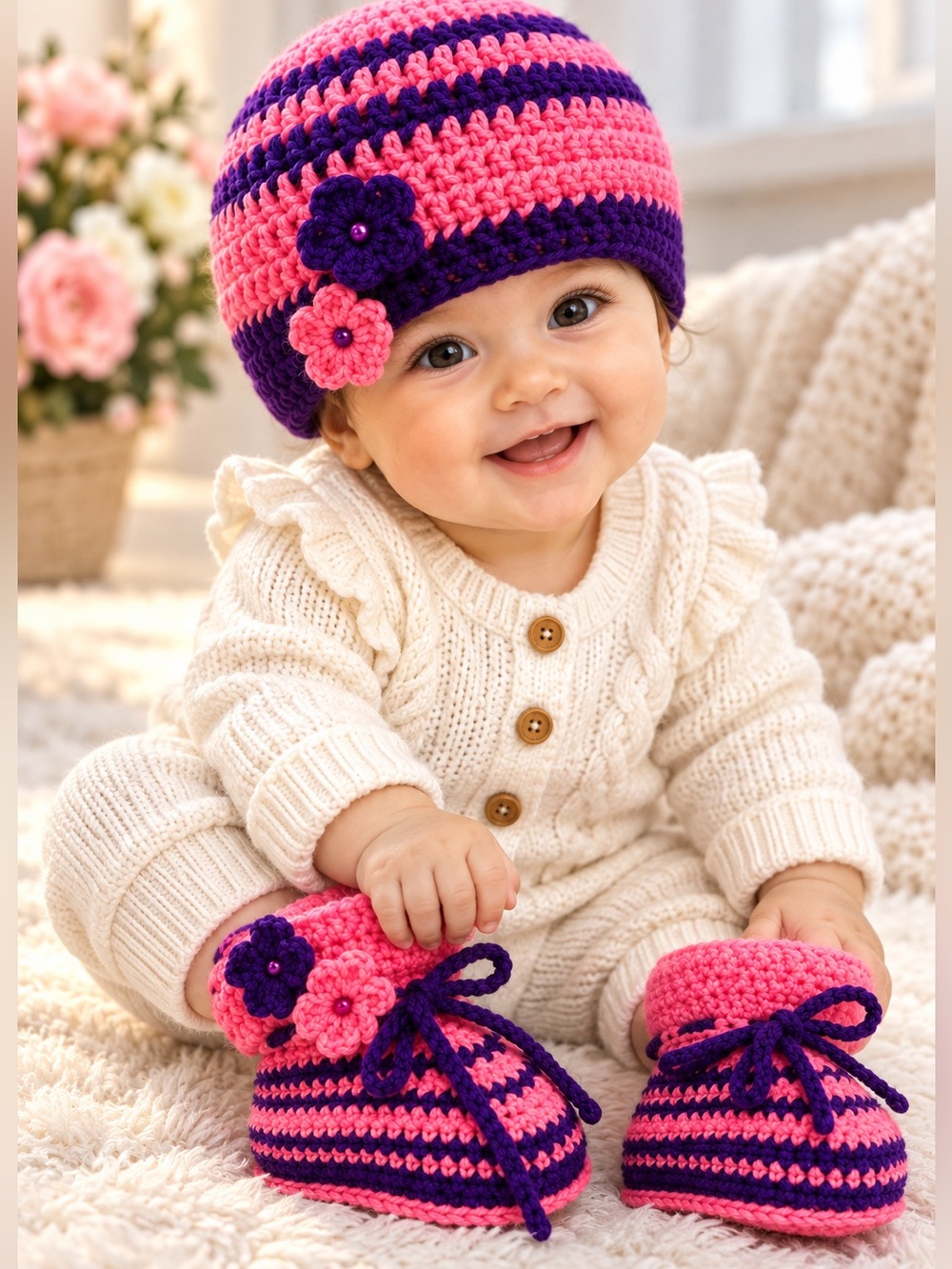 NWT Hand made baby set made in Europe - Artisan Baby set 6-9mo